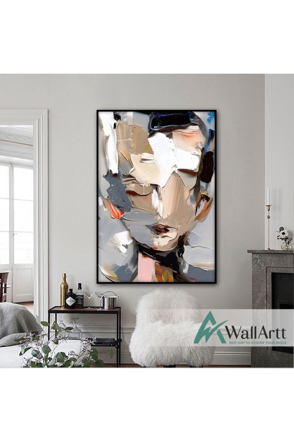 Abstract Woman Face 3d Heavy Textured Partial Oil Painting